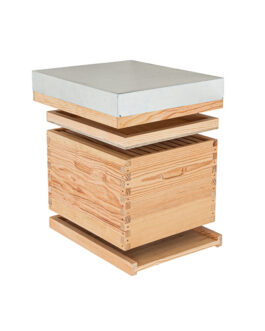 Ruche complète à tenons Dadant 10 cadres toit plat, plateau plein