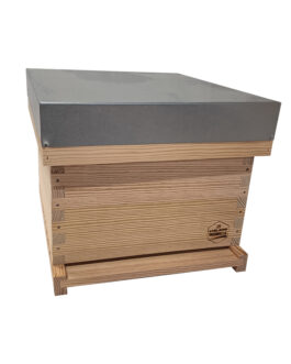 Ruche complète à tenons Dadant 10 cadres toit plat, plateau plein